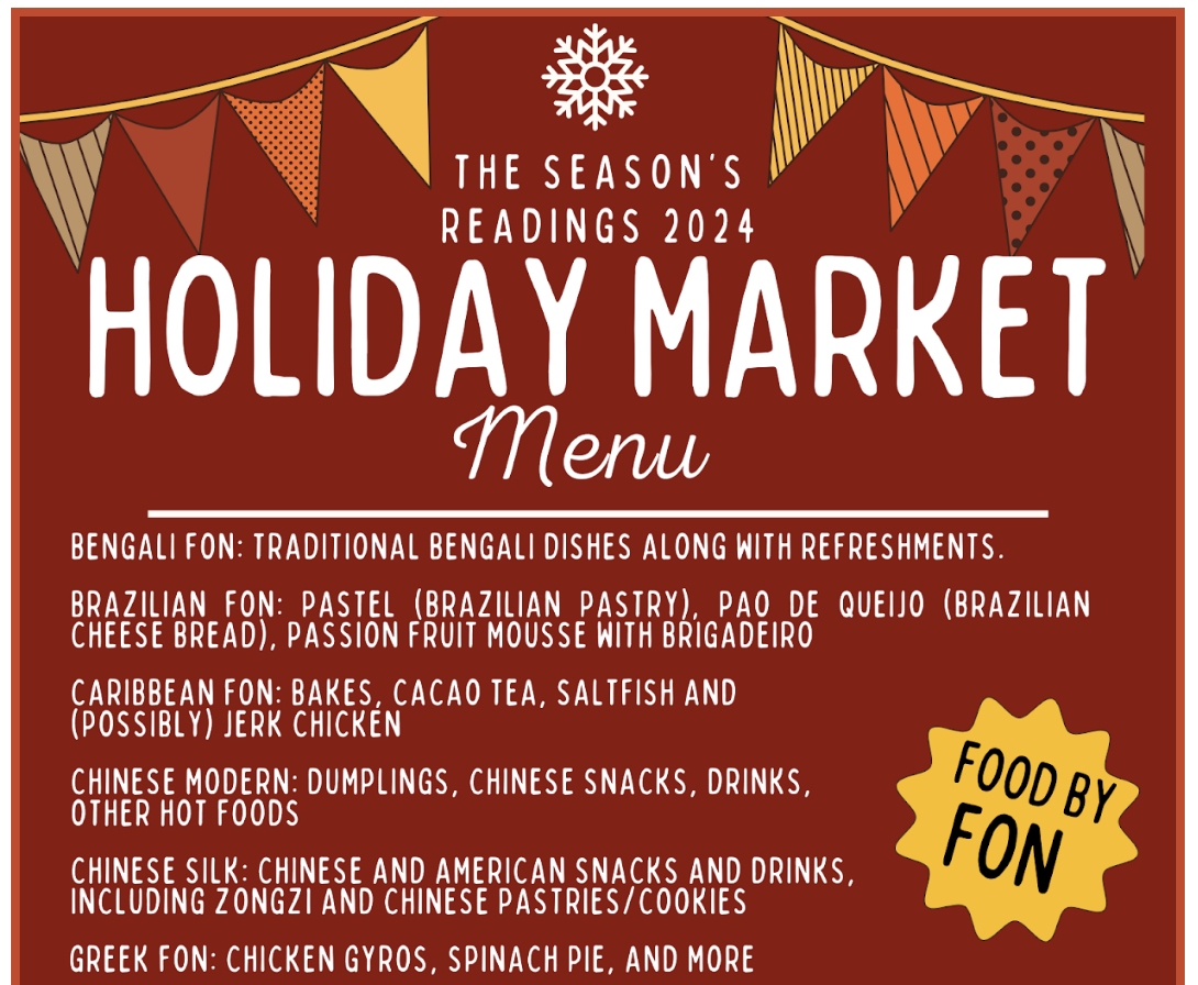 The Holiday Market menu. Image used with permission of the THHS Reading Initiative. 